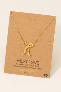 Gold Dipped Long Ribbon Pendant Necklace