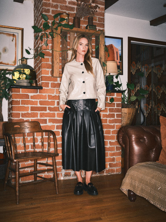 Whipstitch Edge Faux Leather Jacket