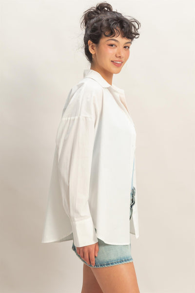 Button Down Poplin Shirt - Lulu Bella Boutique