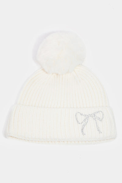 Rhinestone Bow Beanie