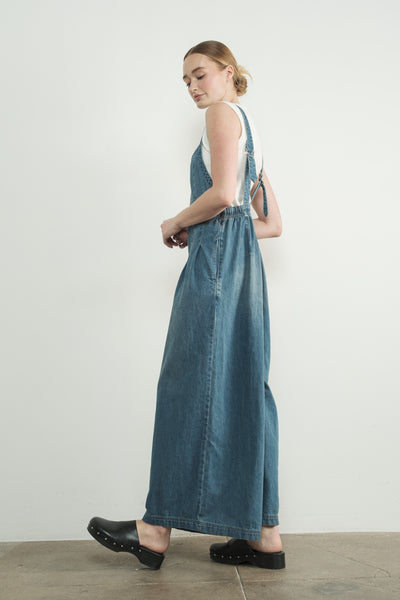 Wide Leg Denim Overall - Lulu Bella Boutique