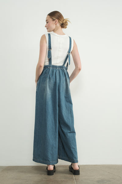 Wide Leg Denim Overall - Lulu Bella Boutique