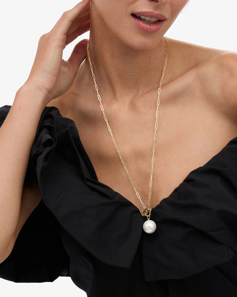 XL Life's a Ball Pearl Pendant Necklace Gold