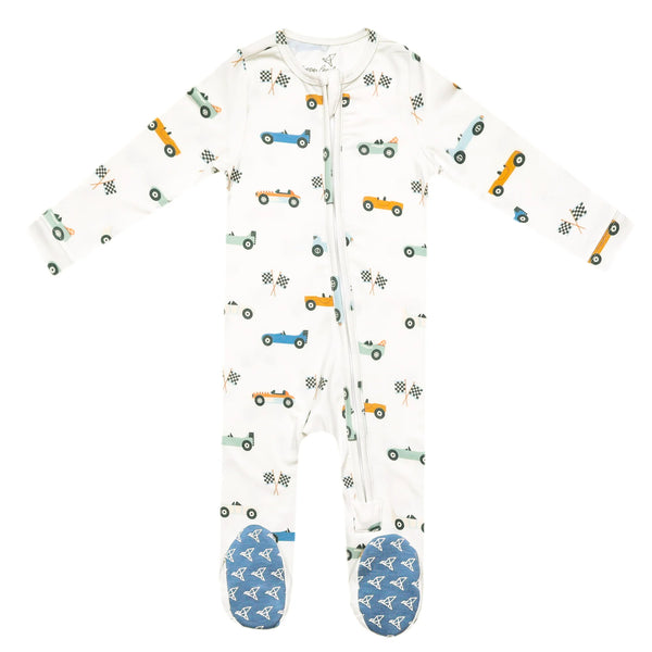 Zip-up Footie Pajamas in Speedster - Lulu Bella Boutique