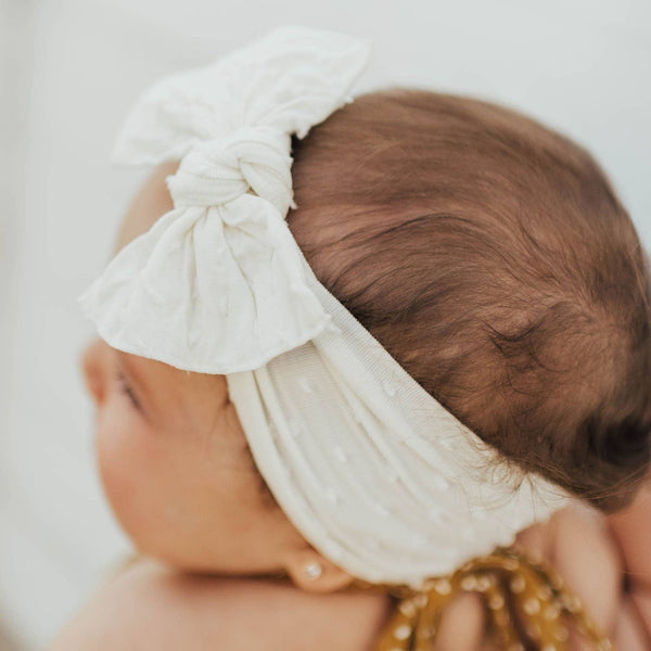 Baby Bling® Shabby Dot Knot soft nylon headband: Pink/Pink dot