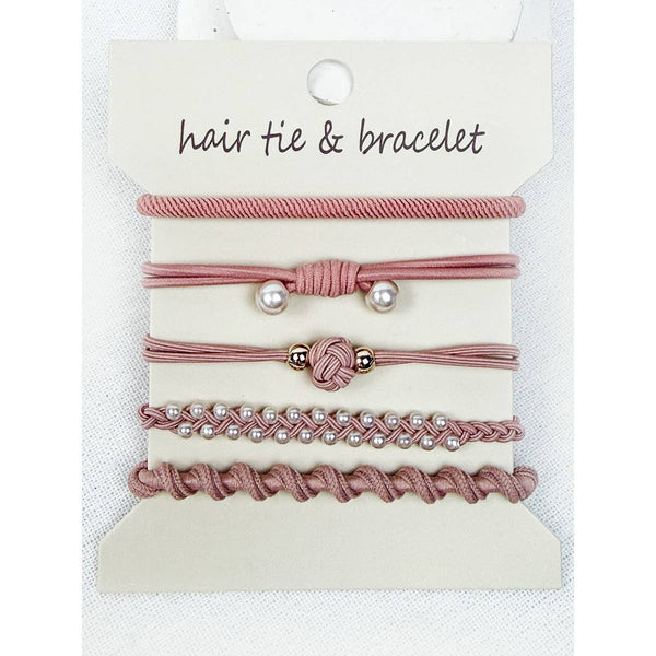 Boho Inspired Pearl Detail Hair Tie Bracelets: MIX COLOR / ONE(6) - Lulu Bella Boutique