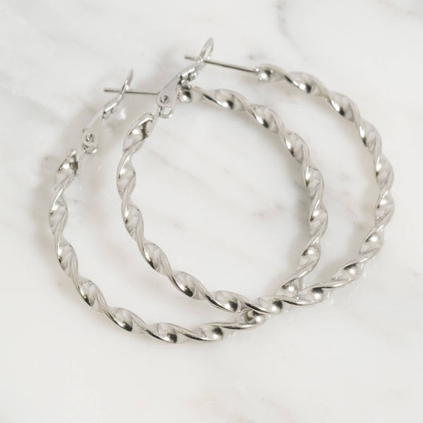 18K Gold PVD Stainless Steel Twist Hoop Earrings: Gold / 40mm