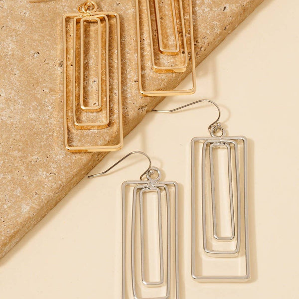 Layered Rectangle Dangle Earrings: RH - Lulu Bella Boutique