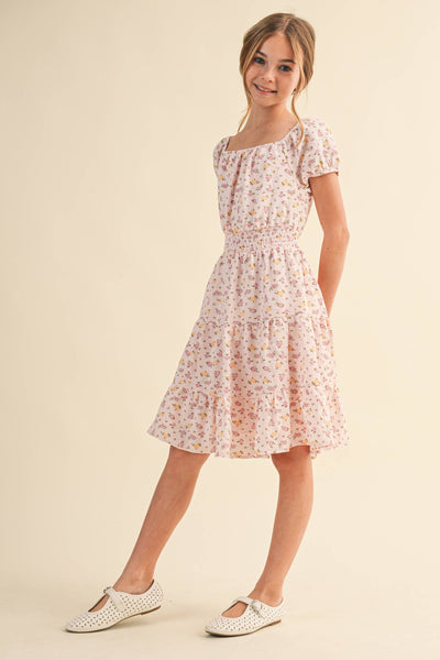 TWEEN KIDS GIRLS PEASANT PUFF SLV SMOCKED WAIST (7-12) : 7 - Lulu Bella Boutique