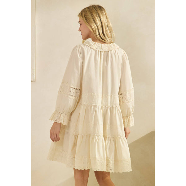 Eyelet Lace Tiered Babydoll Dress - Lulu Bella Boutique