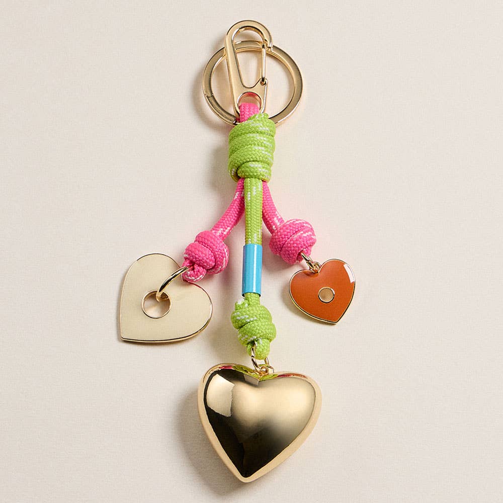 Neon Rope Knot Heart Charm Drop Keychain / Bag Charm - Lulu Bella Boutique
