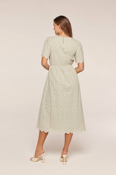 Embroidered Sage Dress: Light Dress / S - Lulu Bella Boutique