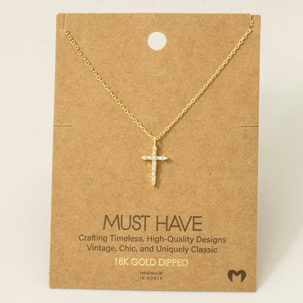Cz Cross Pendant Necklace: S - Lulu Bella Boutique