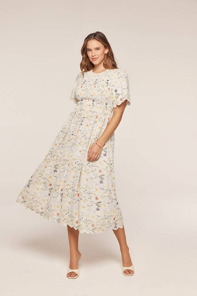 Embroidered Floral Dress: CREAM / S - Lulu Bella Boutique