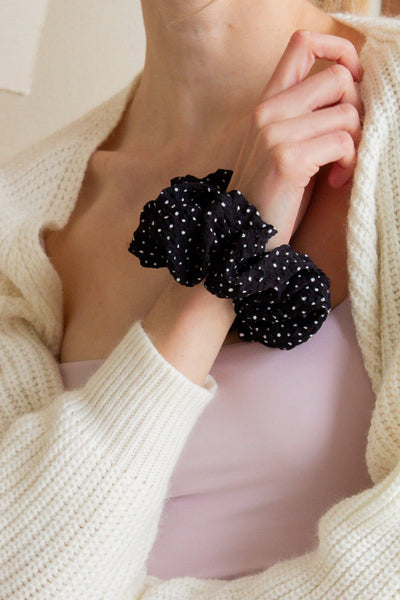 Black Polka Dot Jumbo Scrunchie