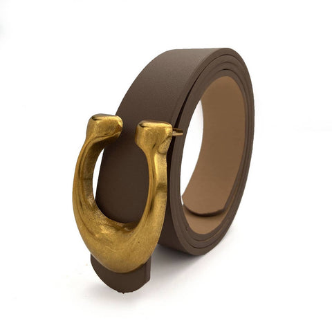 WOMEN FASHION RETRO U-BUCKLE BELT_CWABE0136: KHAKI / (OS) 1 - Lulu Bella Boutique