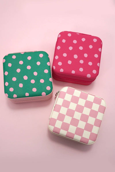 JEWELRY ORGANIZER TRAVEL BOX CASE: POLKA DOT GREEN