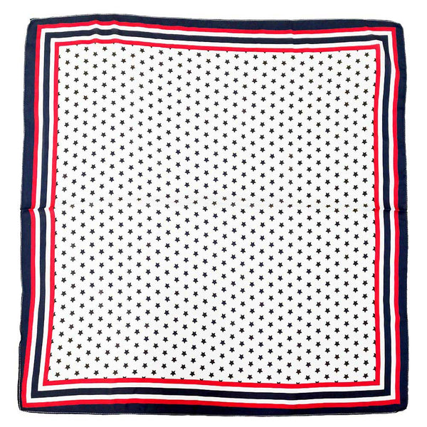 Classic Patriotic Star Pattern Print Square Scarf: Red