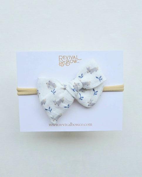 Small Pinwheel Bow on Headband or Clip • Tiny Bunnies : Headband - Lulu Bella Boutique