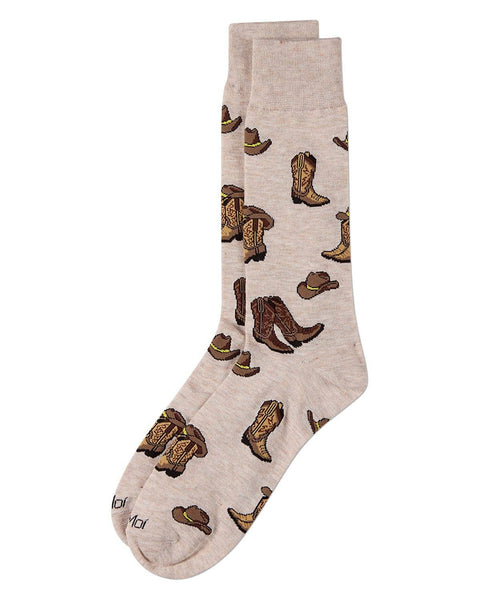 Cowboy Boots Men`s Bamboo Crew: Ivory Heather / 10-13