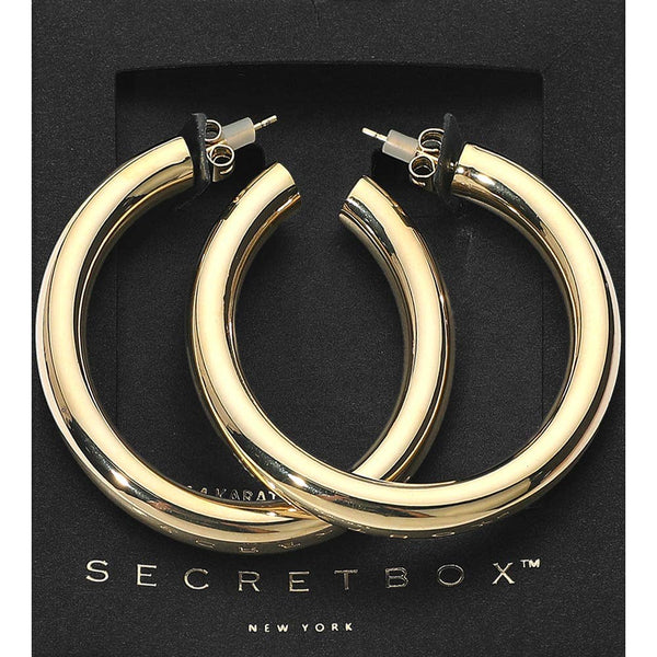 SECRET BOX_14K Gold Dipped Chunky Hoop Earrings: Silver