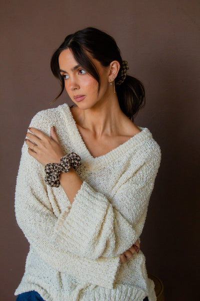 Houndstooth Oversized Scrunchie - Lulu Bella Boutique