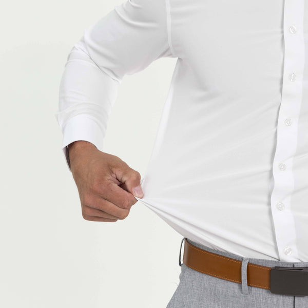 White Hustle Dress Shirt - Long Sleeve: Slim