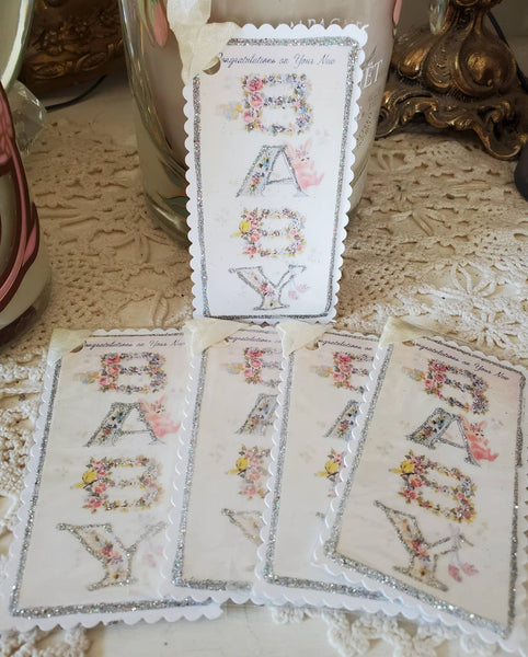 Vintage Congratulations Baby Gift Tag Keepsake - Lulu Bella Boutique