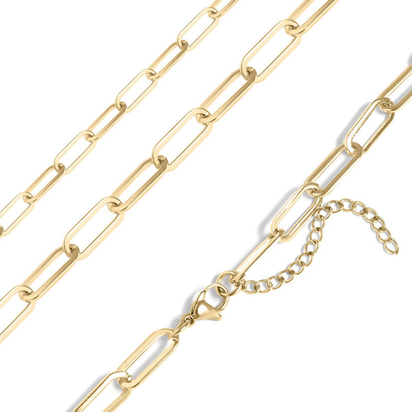 18K Gold Paperclip Chain Necklace: 6.5mm / 16+02"