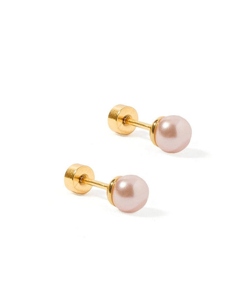 Screwback Stud Earrings - Payton Pearl Pink 5mm