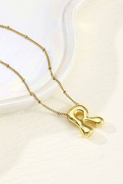 STAINLESS STEEL BALLOON BUBBLE INITIAL NECKLACE | 40NK316: P