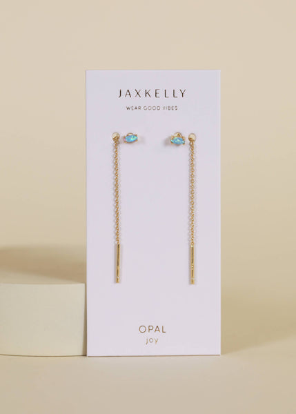 Studded Threader - Fire Opal - Earrings