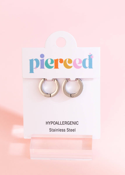 Silver Black/White Checkered Huggies - Lulu Bella Boutique