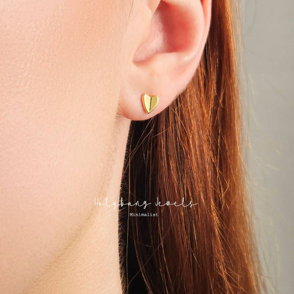 HEART STUD EARRINGS - E-S4110: Gold