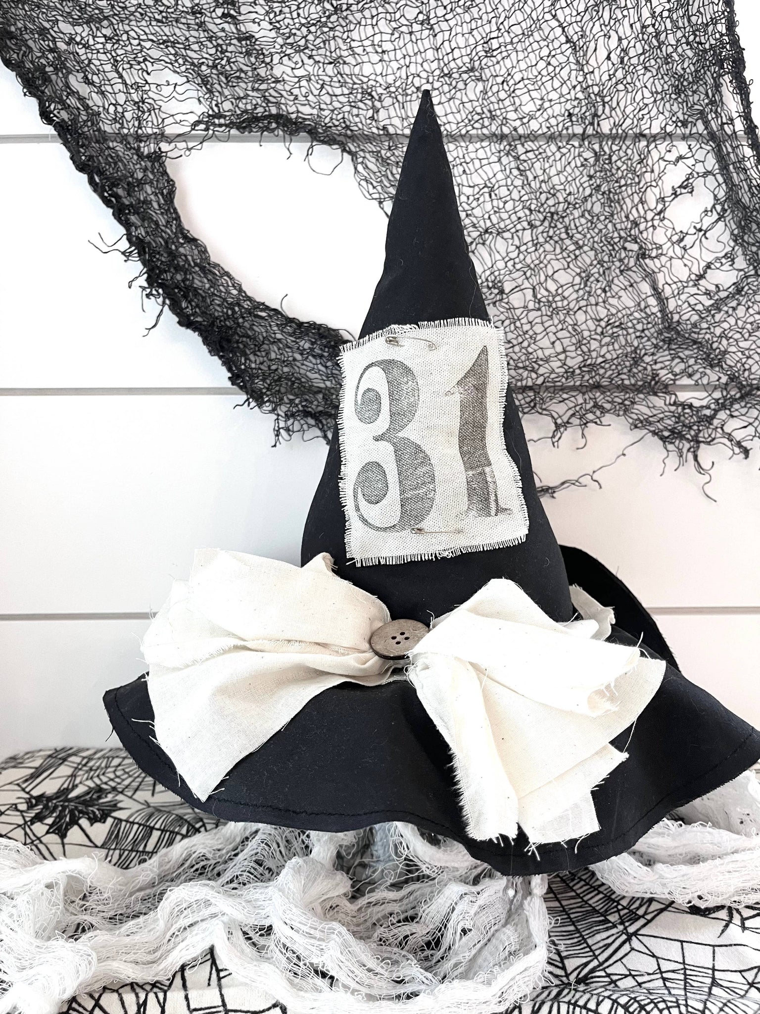 Primitive Witch Hat Black, Handmade Halloween Home Decor - Lulu Bella Boutique