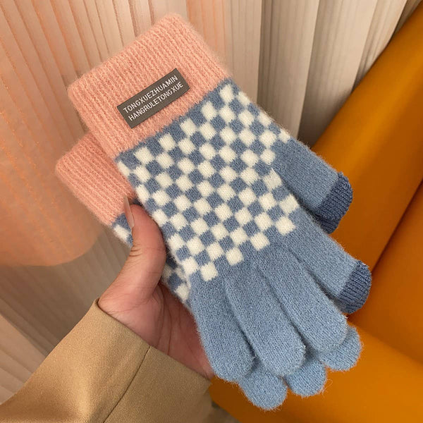 Fashion Plaid Gloves – Thick Warm Touchscreen_CWAG0187: Pink / (OS) 1 - Lulu Bella Boutique