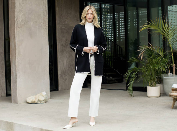 Long Sleeve Midi Cardigan: BLACK