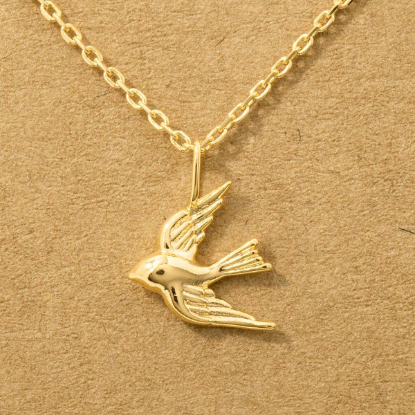 Gold Dipped Flying Bird Pendant Necklace: G - Lulu Bella Boutique
