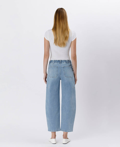 SUPER HIGH RISE ELASTIC BAND BARREL JEANS F5831: ACCOMPLISHMENTS / 24 - Lulu Bella Boutique