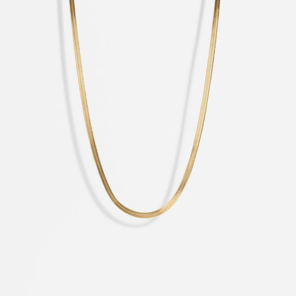 18K Gold Stainless Steel Herringbone Chain Necklace: 16" / 5.5mm - Lulu Bella Boutique