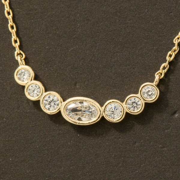 Oval Cz Studs Charm Necklace: G - Lulu Bella Boutique