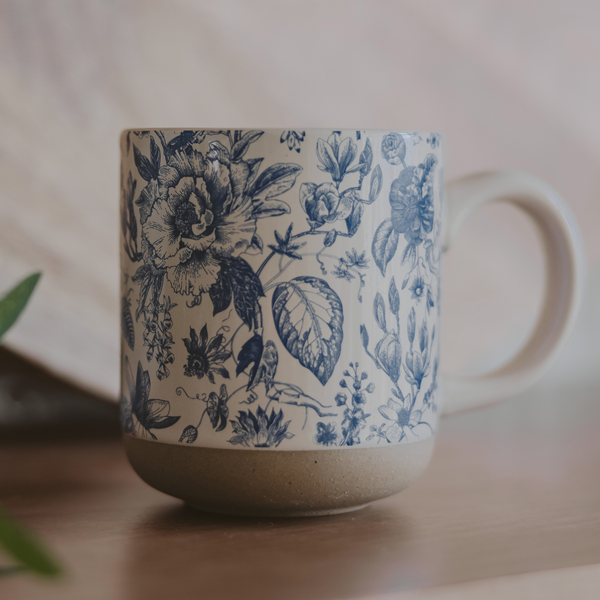 Blue Delft Stoneware Coffee Mug - Spring Home Decor - Lulu Bella Boutique