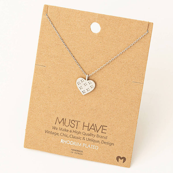 Dainty Pave Heart Star Charm Necklace: G - Lulu Bella Boutique