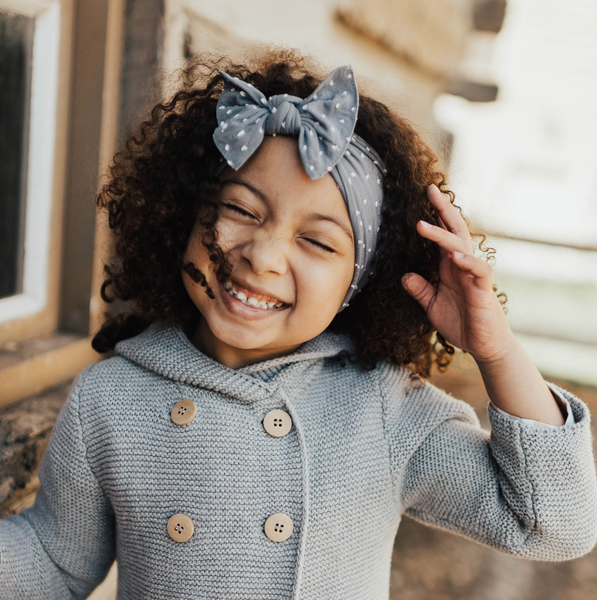 Baby Bling® Shabby Dot Knot soft nylon headband: Pink/Pink dot