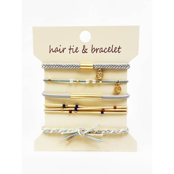 Boho Inspired Dusty Blue Tone Hair Tie Bracelets: DUSTY BLUE / ONE(6) - Lulu Bella Boutique