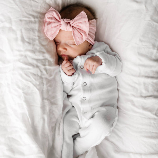 Baby Bling® Shabby Dot Knot soft nylon headband: Pink/Pink dot