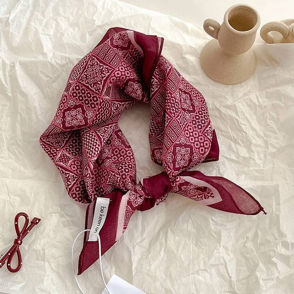 Red Passion Floral Bandana Square scarf - Lulu Bella Boutique