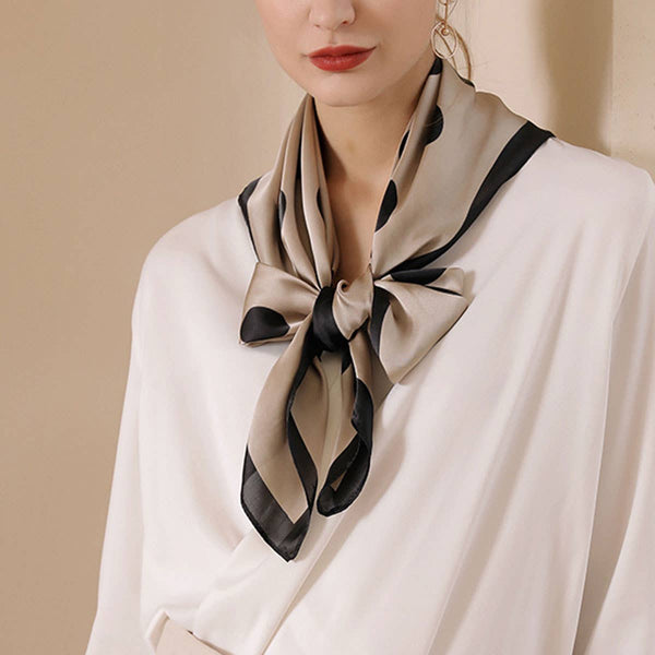 Women’s 35" Polka Dot Silky Wrap Neck Scarf_CWASC0207: Beige / (OS) 1 - Lulu Bella Boutique