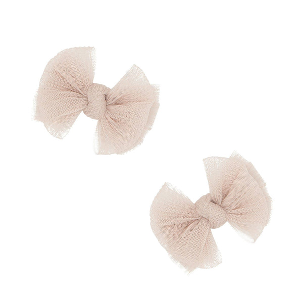Baby Bling® 2-Pack Tulle Baby FAB® hair bow clips: Pleated Oatmeal