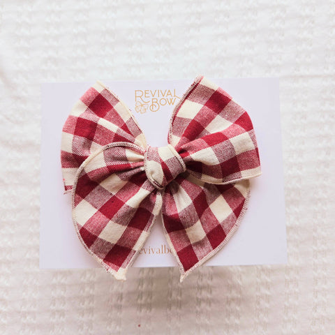 Fable Bow on Clip • Red Gingham - Lulu Bella Boutique